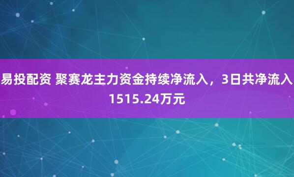 易投配资 聚赛龙主力资金持续净流入，3日共净流入1515.24万元