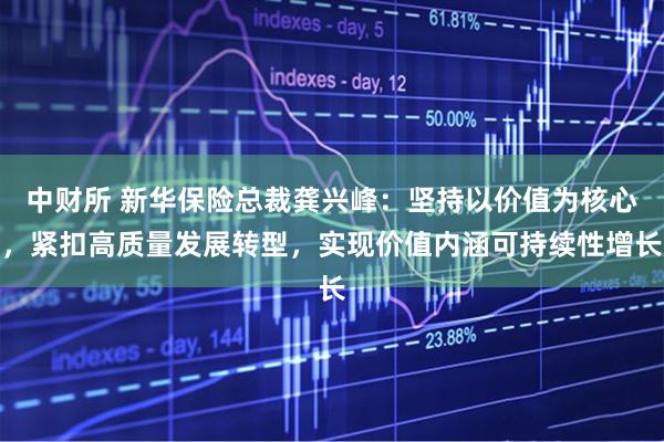 中财所 新华保险总裁龚兴峰：坚持以价值为核心，紧扣高质量发展转型，实现价值内涵可持续性增长